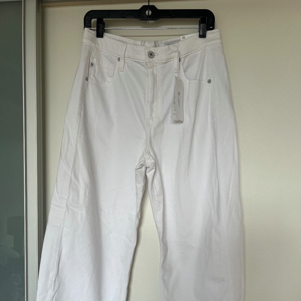 AG Jeans Hattie High Rise Raw Hem Ankle Barrel in Gallery White Size 28 - Picture 5 of 7